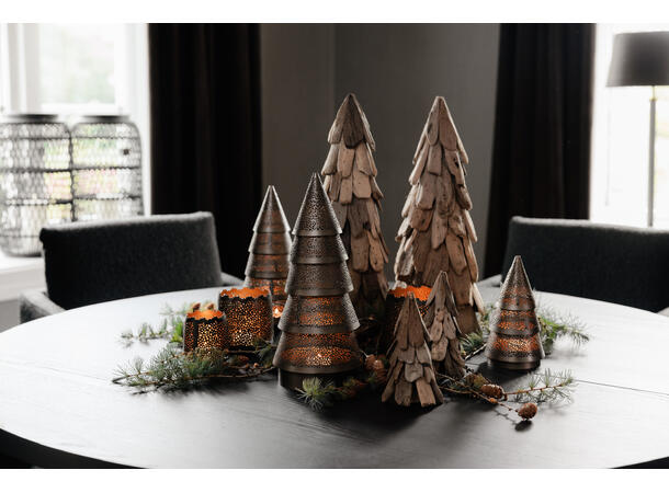 Halvor Bakke Santa dekortre til telys Ø10,5 H18,5 cm Koksgrå med gull 