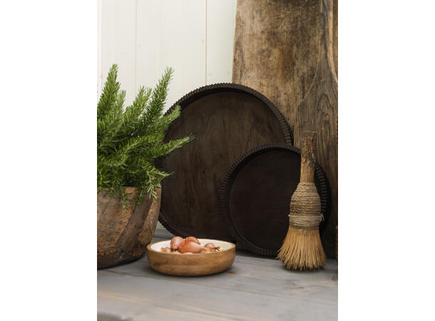 Halvor Bakke Lesotho brett i mangotre Ø50 Brunt  trebrett m/riller 