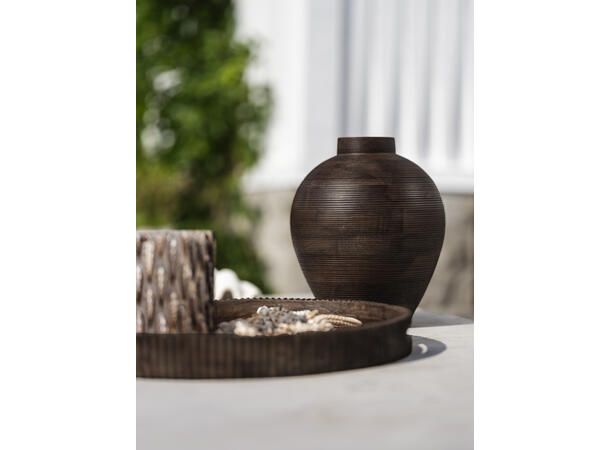 Halvor Bakke Lesotho brett i mangotre Ø50 Brunt  trebrett m/riller 