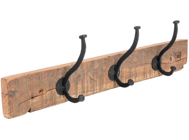 Halvor Bakke Fausko knaggrekke 3 metallkroker resirkulert tre 