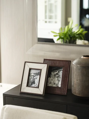 Halvor Bakke ramme i skinn foto 10x15 23x28 tofarget skinnramme