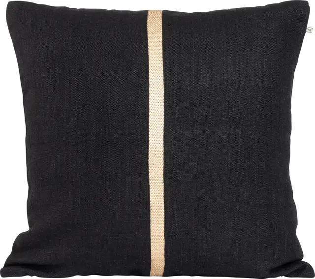 Halvor Bakke Port Alfred putetrekk 50x50 Sort med gullstripe 