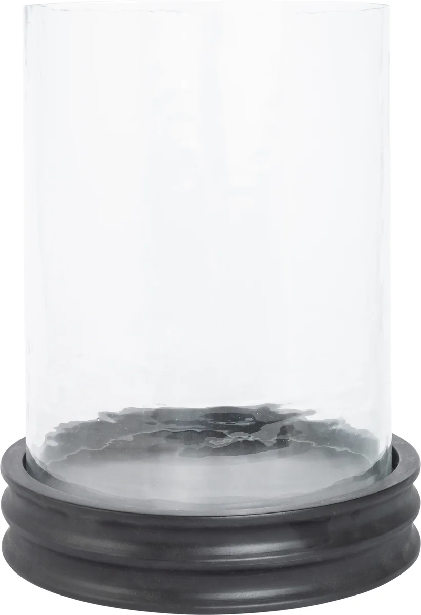 Halvor Bakke Upington lyslykt trebase svart med grov struktur, banket glass 