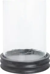 Halvor Bakke Upington lyslykt trebase svart med grov struktur, banket glass