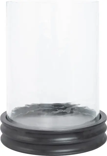 Halvor Bakke Upington lyslykt trebase svart med grov struktur, banket glass 
