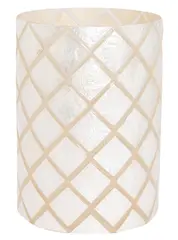 Halvor Bakke Varca rutet telysholder &#216;15 H20 Hvit/Creme Capiz