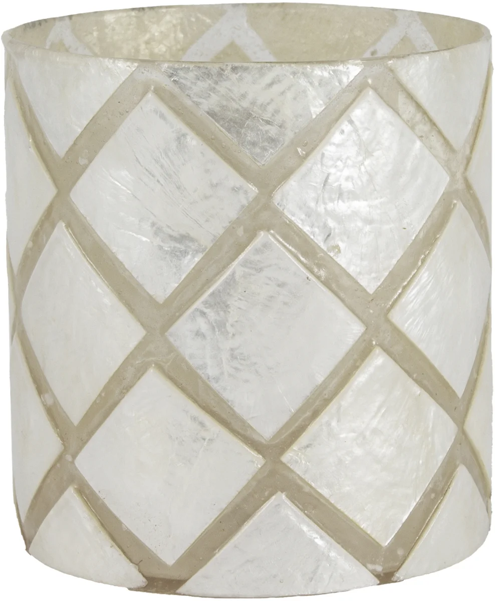 Halvor Bakke Varca rutet telysholder 10x10 Hvit/Creme Capiz 