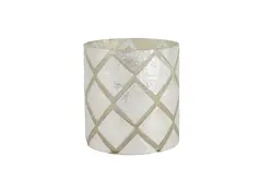 Halvor Bakke Varca rutet telysholder 10x10 Hvit/Creme Capiz
