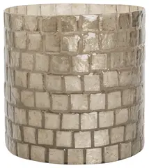 Halvor Bakke Velsao sm&#229;rutet lyslykt 15x15 Beige/Natur Capiz