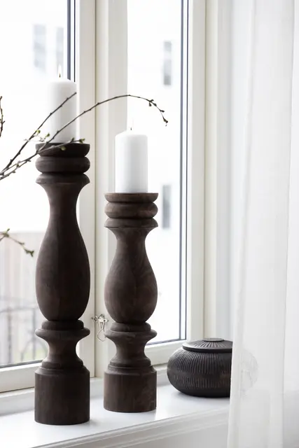 Lama Vaals kubbestake i mørkt tre H55 Brun 