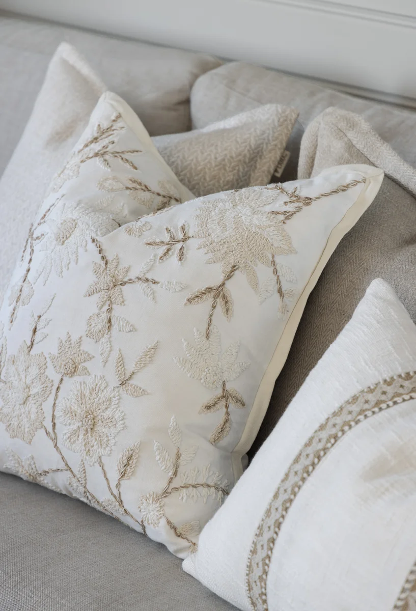 Lama putetrekk Herringbone lin 50x50 Beige 