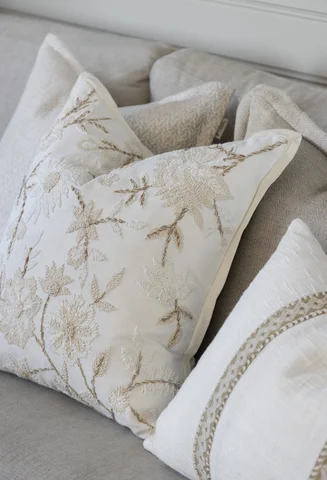 Lama putetrekk Herringbone lin 50x50 Beige