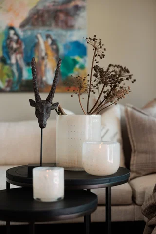 Lama vase creme buet glass 20x20x23 Offwhite