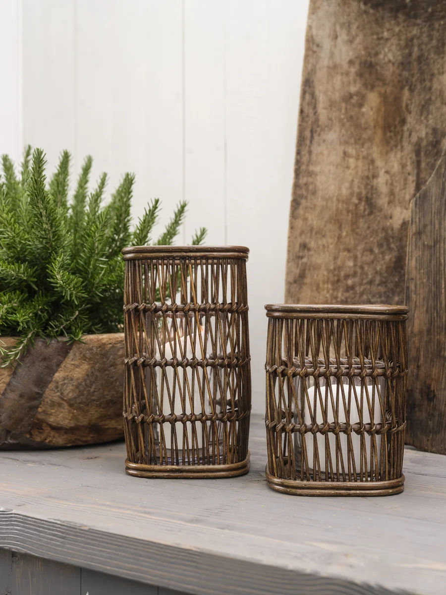 Lama rattan lykt stor 18x18x32 