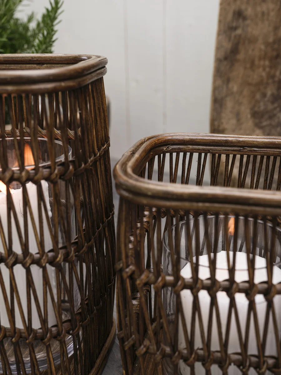 Lama rattan lykt stor 18x18x32 