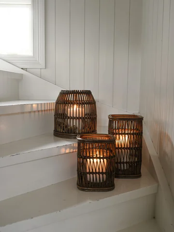 Lama rattan lykt rund Ø26 Brun