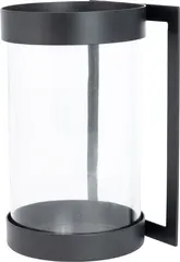 Lama lyslykt vegg glass H28 Sort metall oppe/nede