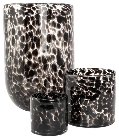Lama vase leopard glass 24x36 Sort