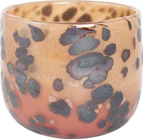 Lama lyslykt leopard glass Ø14 Brun