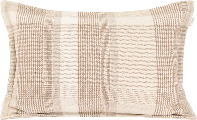 Lama Hasselt putetrekk i resirk. ull 40x60 Beige Glencheck 