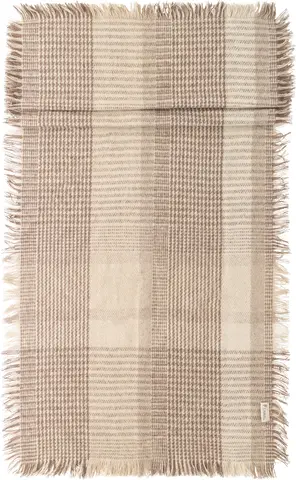 Lama Hasselt bordl&#248;per i resirk. ull 50x140 Beige glencheck
