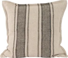 Lama putetrekk grov lin med stripe 50x50 Sort/Gr&#248;nn
