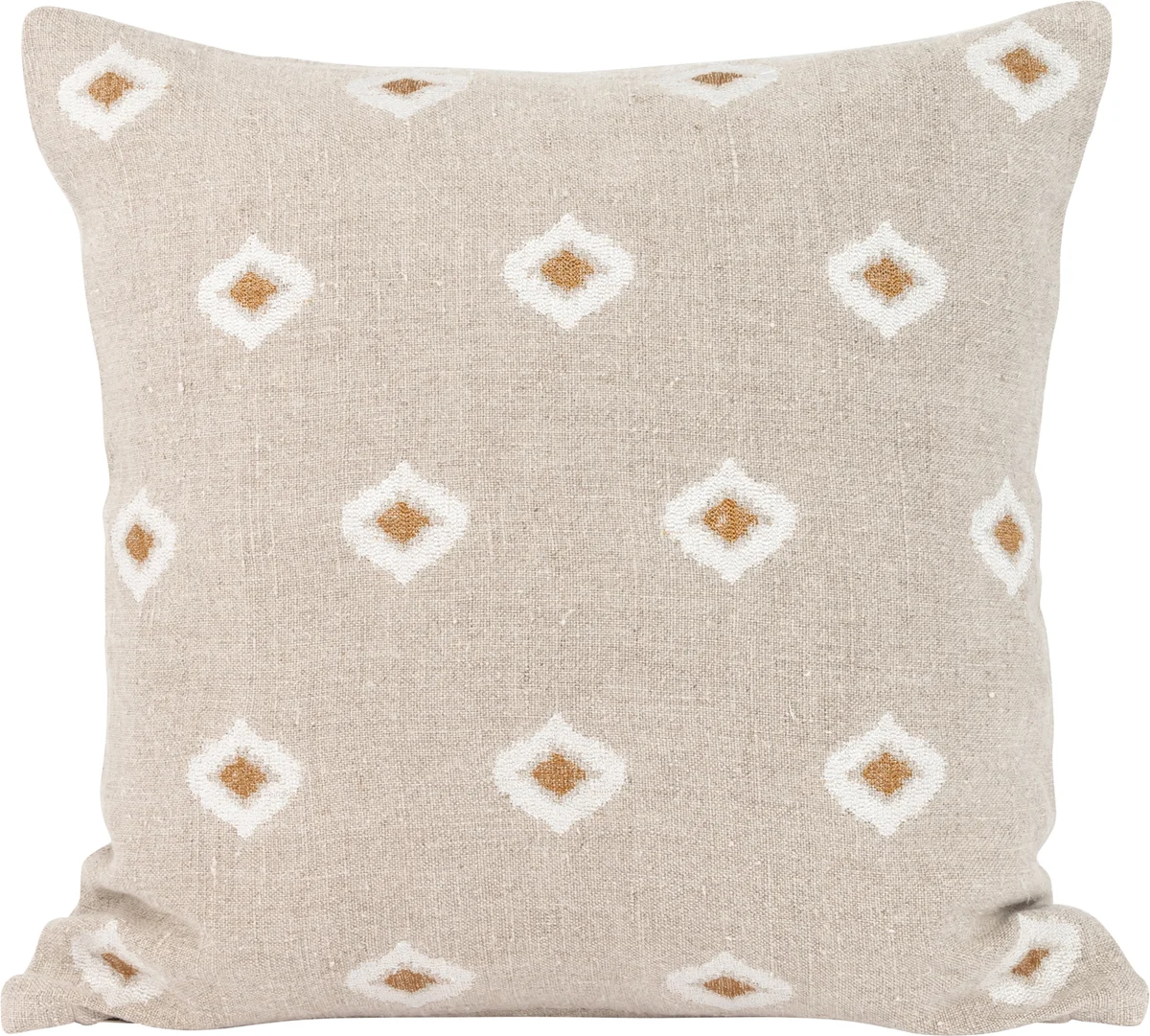 Lama Gargano putetrekk 50x50 Beige med broderte gule firkanter 