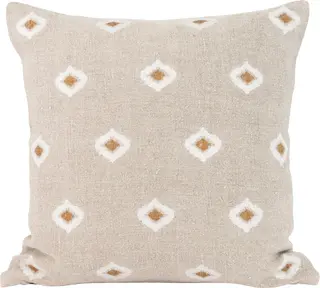 Lama Gargano putetrekk 50x50 Beige med broderte gule firkanter