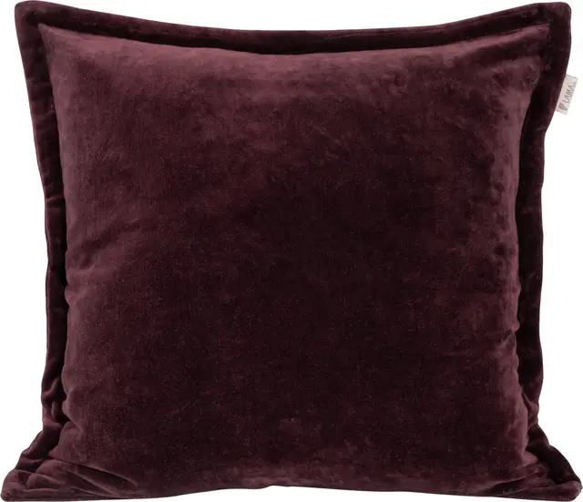 Lama putetrekk fløyel Burgunder med flap, 50x50 cm 