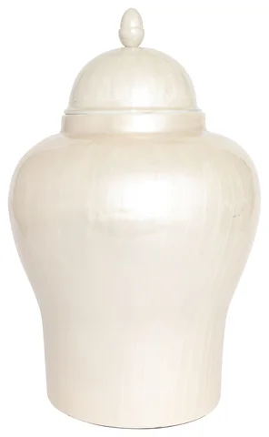Lama krukke med lokk emalje H45 Offwhite
