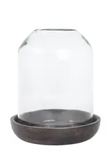 Lama Namur lyslykt glass m&#248;rk trebase H23 Brun