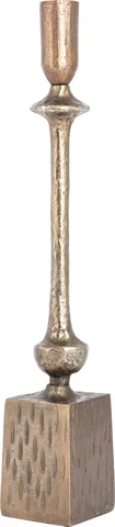 Lama lysestake metall H43 Messing, kubbe fot