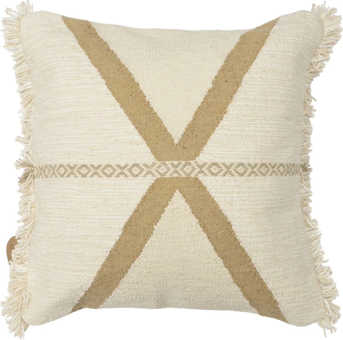 Lama Putetrekk grov bomull 50x50 Offwhite beige kryss 