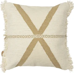 Lama Putetrekk grov bomull 50x50 Offwhite beige kryss