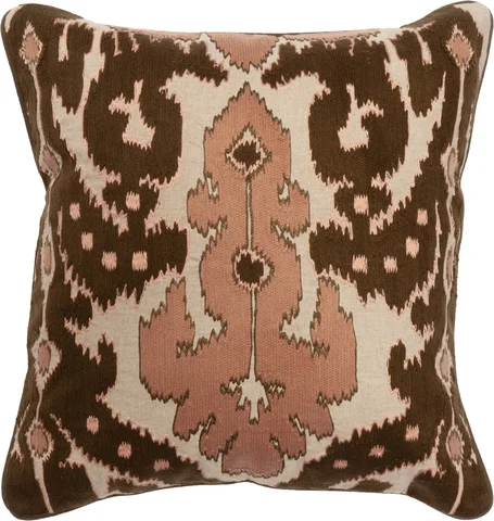 Lama Putetrekk brodert bomull Brun og rosa brodert, bomull 50x50 cm