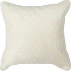 Lama Putetrekk Hvit dekor bomull hvit med offwhite dekor 50x50