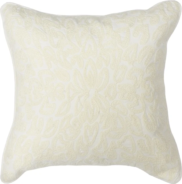 Lama Putetrekk Hvit dekor bomull hvit med offwhite dekor 50x50 