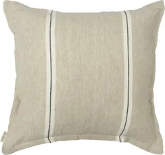 Lama Putetrekk lin beige, duo stripe i svart 50x50