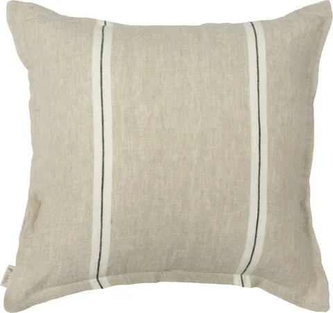 Lama Putetrekk lin beige, duo stripe i svart 50x50
