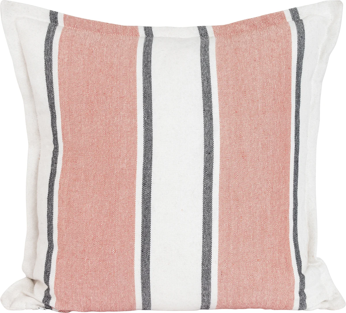 Lama putetrekk PET 50x50 Offwhite med korall stripe 