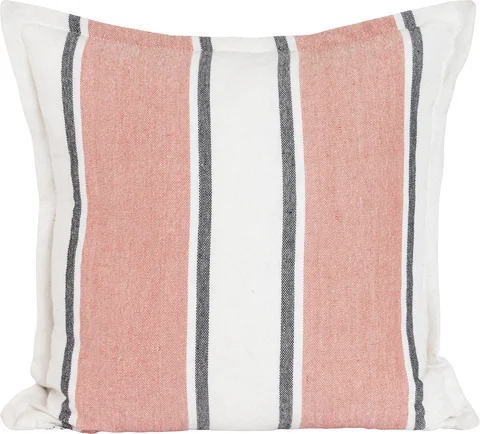 Lama putetrekk PET 50x50 Offwhite med korall stripe