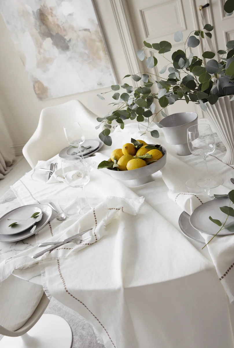 Pakke 1 Tone Kroken Blanc duk/serviett 140x250/2*2pk 45x45 Beige 