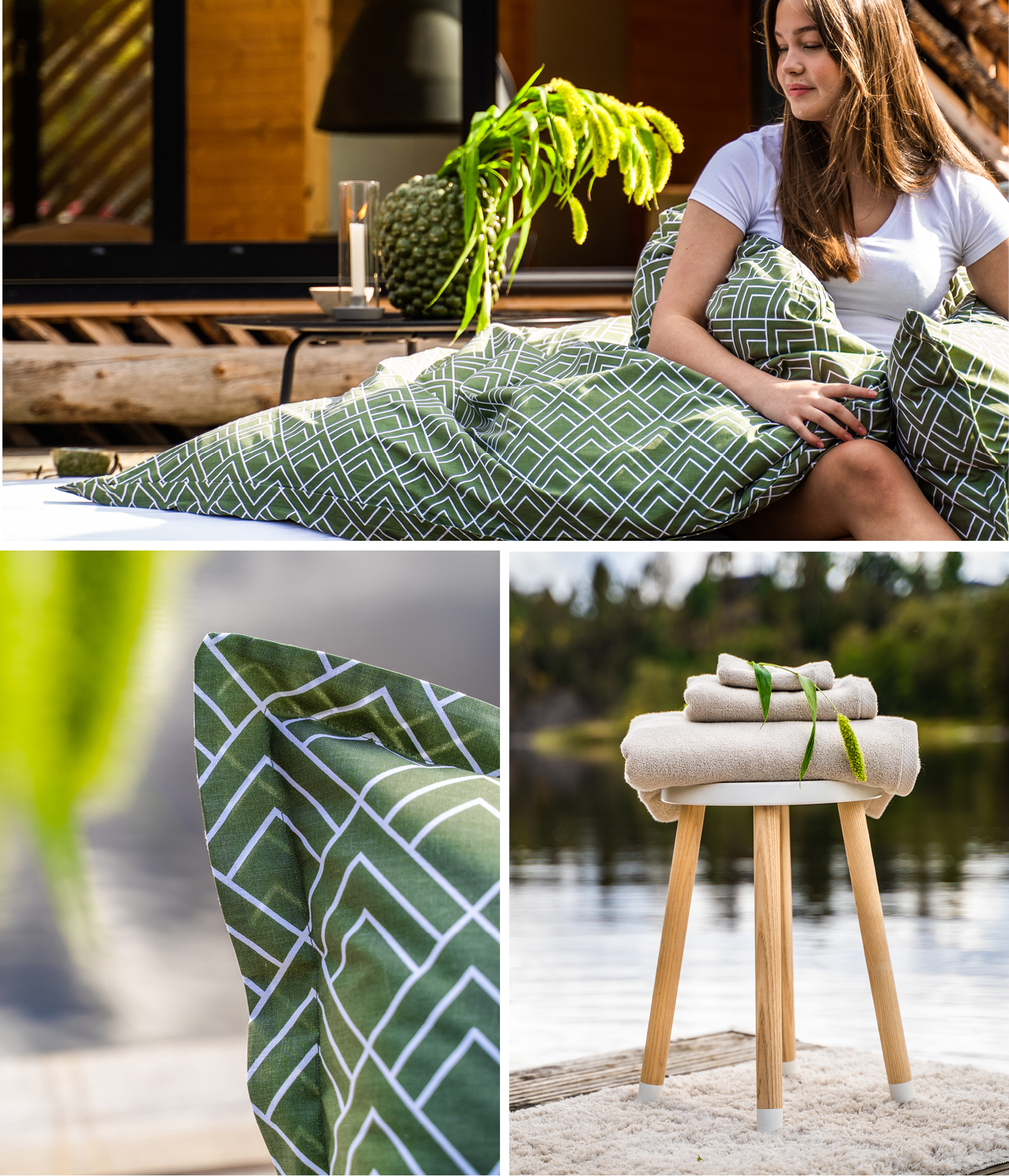 Grønt sengetøy fra Turiform som heter Jasmin